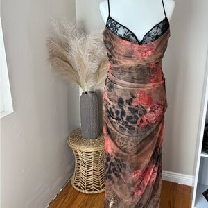 House of CB Black Lace Trim Dress